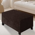 thumbnail image 4 of TOPCHANCES Stretch Ottoman Cover, Rectangle Jacquard Footstool Slipcover, Anti-Slip Furniture Protector (Chocolate, L Size), 4 of 7