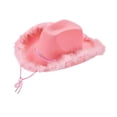 thumbnail image 4 of Sombrero de vaquera con plumas, disfraz de vaquero para mujer, ideal para juegos de rol de cosplay. Rosa, 4 of 9
