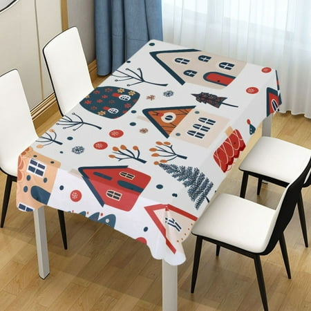 

ALAZA Christmas Snowflake Tree House Rectangle Tablecloth Tablecover Dinning Table Cloth 60 x120
