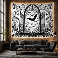 thumbnail image 6 of Monochrome Black Arched With Iron Gate At Its, Spooky Gothic for Gothic Decor Fans, Dark Art Decor Room Accent, Halloween Gift, Tapestry Wall Hanging for Bedroom and Dorm, 6 of 7