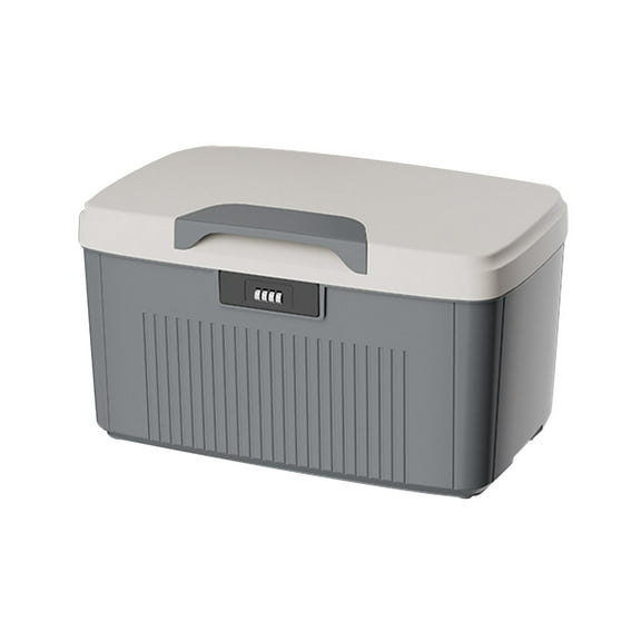 kowaku Lockable Storage Box Four Digit Password Versatile Large Spacious Household Portable Trunk Locking Container Bin Lockable Box Grey