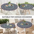 thumbnail image 7 of 44in Round Tablecloth with Elastic Edge, Waterproof Fitted Table Cover for 36-44" Tables, Floral Theme Polyester Reusable Table Cloths Wipe Clean for Picnic, Dining, Outdoor Use and Party Decor, 7 of 7