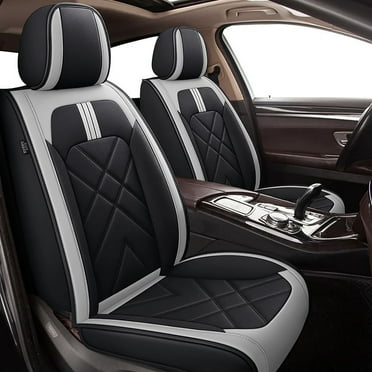 DIKSOAKR Fit Kia Forte 2014-2024 Faux Leather Car Seat Cover 5-seat Full Set,Compatible Airbag Fit For Split Back&Gray Seat Headrest