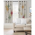 thumbnail image 2 of Colorful Diamond Kitchen Curtains Modern Geometric Middle Century Beige Retro Cafe Short Curtains for Bathroom Blackout Window Curtain Small Window Treatment Drapes for Bedroom Living Room 52"x45"x2, 2 of 9