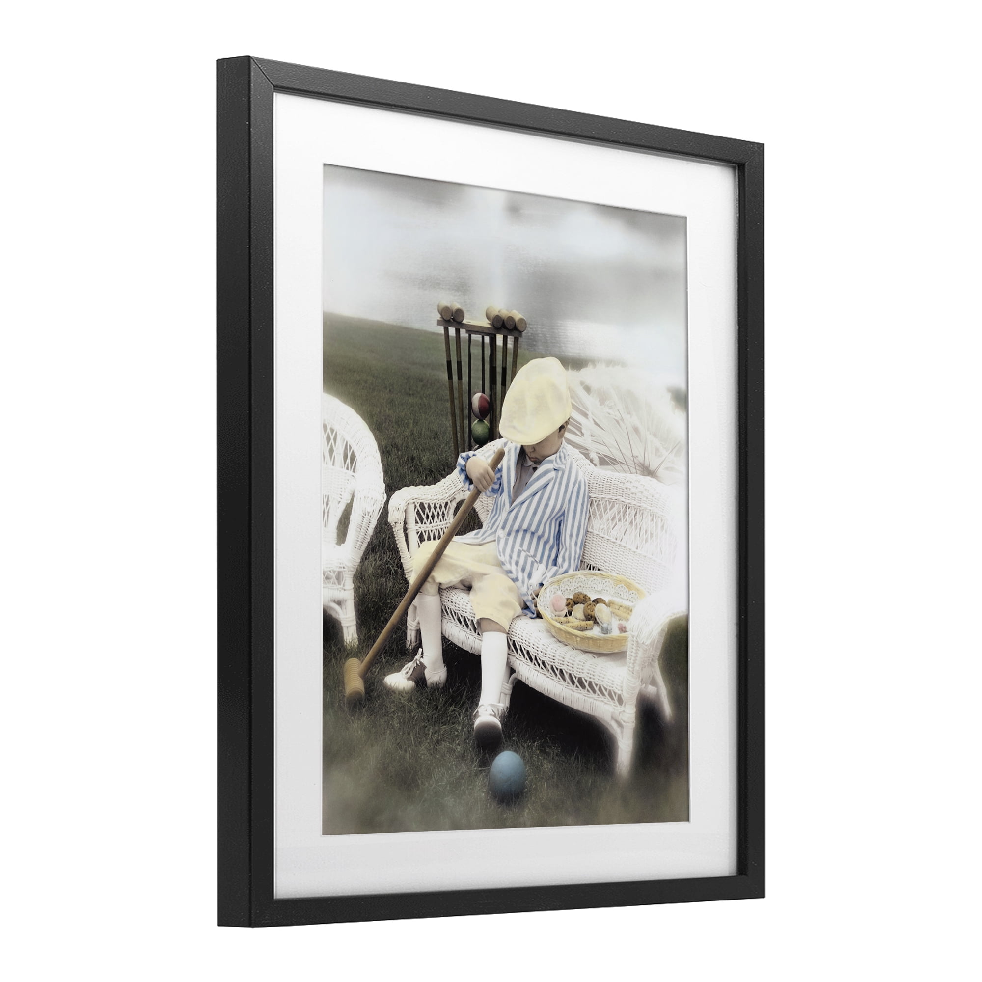 Stupell Industries Child with Croquet Mallet Black Framed Print Under Glass, design by Kendra Dew