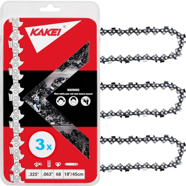 Cadena para motosierra KAKEI, 18 pulgadas, .325, calibre .063, 68 eslabones