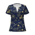 thumbnail image 2 of Uemuo Vintage Golden Butterfly Drawing Women's Deep V-Neck Low Cut Tops - Casual Loose Fit with Stainless Steel Loop, Soft, Breathable, Perfect for Office, Travel, and Daily Wear-Small, 2 of 5