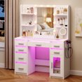 thumbnail image 4 of ELYKEN 43"W Makeup Vanity Desk with RGB Mirror, 7 Drawers&Power, White, 4 of 10