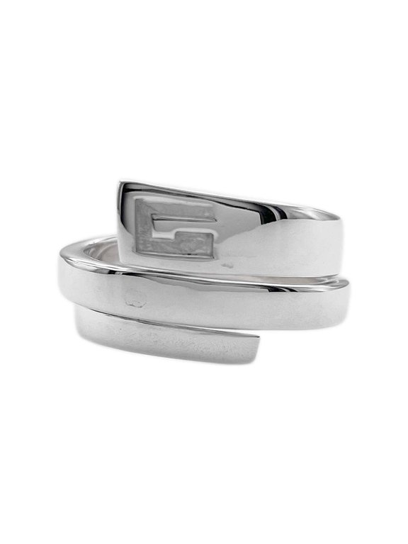 Pre-Owned GUCCI Snake Ring, Spiral G Logo, SV925, 7791, Silver, Men's