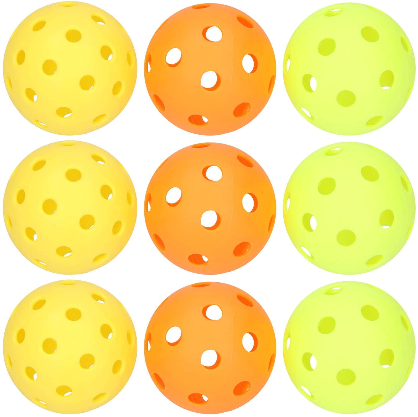 9 Pack 40/26Holes Plastic Practice Baseballs Pickleball Balls Indoor ...