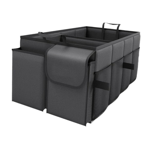 DYNWAVECA Organisateur de Coffre de Voiture Pliable Rangement Cadeaux Premium Multi Compartiments Accessoires de Voiture Organisateur de Rangement Robuste, pour Camion Noir