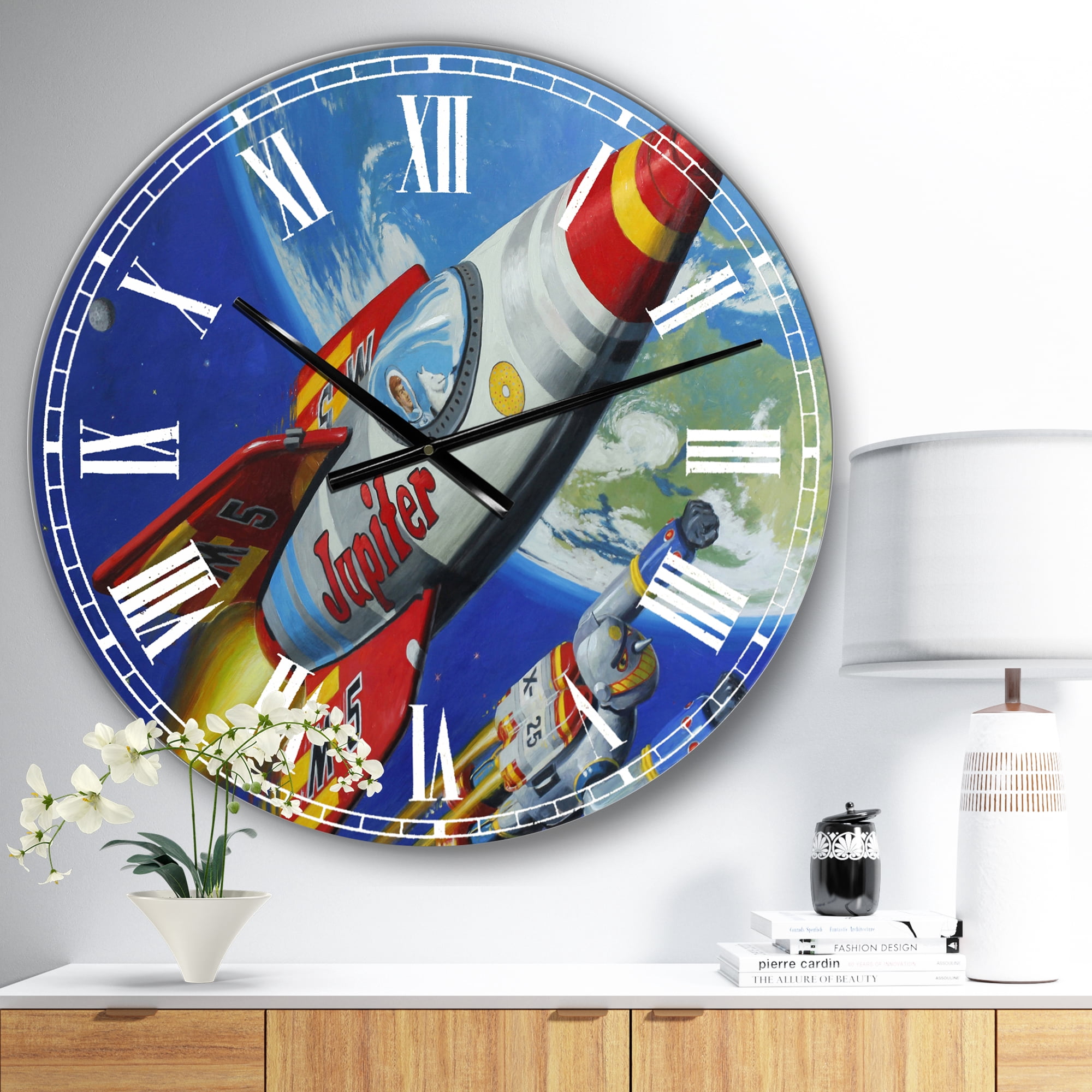 Designart Oversized Multicolor Analog Round Modern Wall Clocks, CLM25246-C23