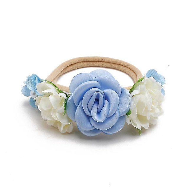 Diadema de flores artificiales para bebé, nailon elástico suave, banda para el pelo de princesa para niña, gorro bonito para recién nacido de cien días