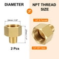 thumbnail image 2 of Uxcell 2Pcs Accesorio de Tubería de Latón, Adaptador de Niple Hexagonal de 1/2" G hembra x 1/4" NPT macho, Dorado, 2 of 6