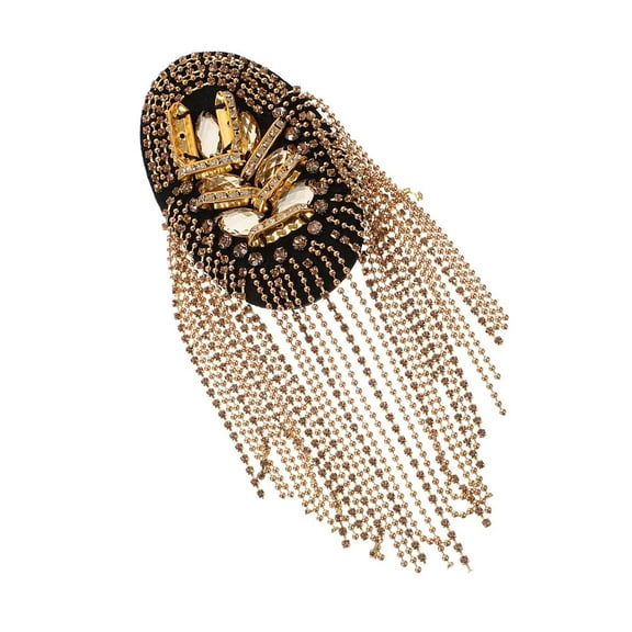OATIPHO Golden Epaulettes with Rhinestone Fringe for Formal and Casual Wear