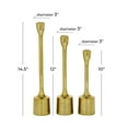 thumbnail image 4 of CosmoLiving by Cosmopolitan 3 Candle Gold Aluminum Metal Slim Candle Holder with Block Bases, Set of 3, 4 of 12