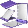 thumbnail image 1 of Makeup Cosmetic Folding Portable Compact Pocket Travel Mirror with 8 LED Lights Lamps (Purple), 1 of 5