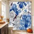 thumbnail image 2 of Blue Spring Flowers Shower Curtain, Waterproof Shower Curtains for Bathroom, Vintage Floral Elegance Roses Washable Fabric Bathtub Curtain Set Bath Decor with 12 Hooks 72"x78", 2 of 8