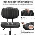 thumbnail image 6 of edx Adjustable Height Armless Office Desk Chair with Wheels, PU Leather Mid Back 360°Swivel Small Computer Chair, Modern Task Chair for Home Office Reading Meeting Room, Black, 6 of 9