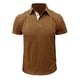 thumbnail image 1 of Playeras Elvqul de Hombre Amarillo de Color Sólido Playa Manga Corta Algodón Abotonada Gym Solapa, 1 of 5