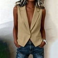 thumbnail image 6 of Stamzod Womens Vest Blazer Summer Sleeveless Fitted Suit Jackets Dressy Casual Office Blazers Plus Size Womens Clothing Khaki S, 6 of 9