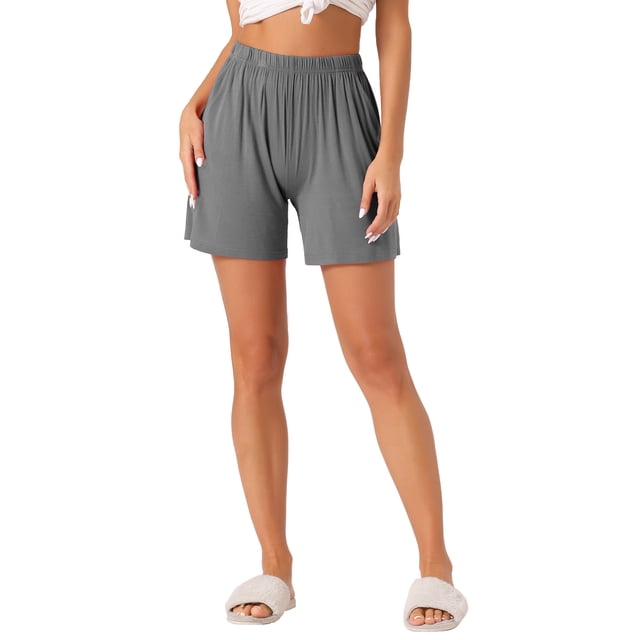 Pantalones cortos de pijama de modal para mujer INSPIRE CHIC, suaves y cómodos, con bolsillos, pantalones cortos de boxeo de alta elasticidad, ropa de dormir XS, gris