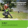 thumbnail image 3 of Greenworks 48V (24V x 2) 520 CFM Brushless Leaf Blower Vacuum w (2) 4.0Ah Battery & Dual Port Charger, 3 of 15