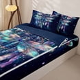 thumbnail image 3 of Homewish Boho Dragonfly Zipper Full Size Comforter Sets with Fitted Sheet and 2 Pillowcases,Hippie Dreamcatcher Zipper Bedding Set,Navy Blue Reversible,4 Pieces, 3 of 7
