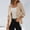 Khaki collared 3/4 sleeve jacket women a1, variant on thefmos Women's Collared Button Front Jacket 3/4 Sleeve Solid Color Casual Coat Casual Fashion Fall Spring Outfit, White L
