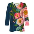 thumbnail image 4 of Xdegoge Women Shirts Clearance Under $10 Women'S 3/4 Sleeve Tops Floral V Neck T Shirts Going Out Trendy Summer Tops 2025 Dressy Casual Blouses Soft Comfy Basic Tees Refund On My Order, 4 of 5