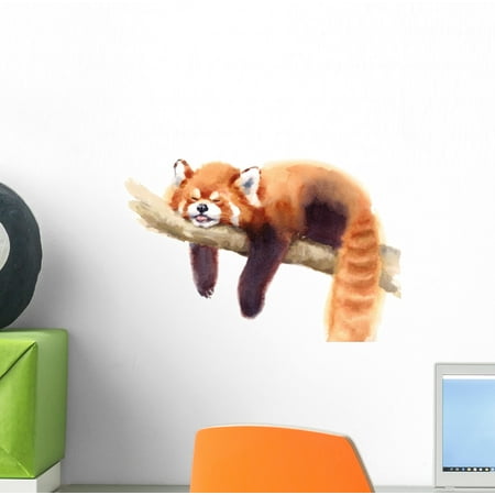 Sleeping Beauty Decal Watercolor Sleeping Red Panda Wall Decal Wallmonkeys Peel and Stick Animal Graphics (12 in W x 9 in H) WM502670 ()