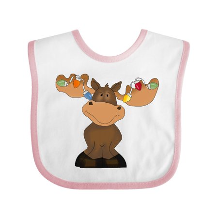 

Inktastic Christmas Moose Lights Gift Baby Boy or Baby Girl Bib