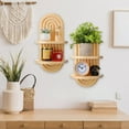 thumbnail image 5 of SCNOR Organizing 2-Pack Solid Wood Wall Mounted Shelves, Double Layer Plant Holder & Storage Rack with Arched Back & Curved Edges – Space Saving Decor for Living Room, Bedroom, Office, 5 of 9