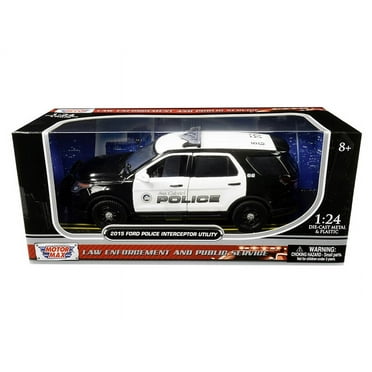 Diecast 2015 Ford Police Interceptor Utility "San Gabriel Police" (California) Black and White 1/24 Diecast Model Car by Motormax