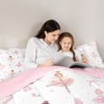 thumbnail image 4 of Castle Fairy Cute Ballet Dance Girl King Size Comforter Sets 3pcs,Cute Floral Bow Pattern Comforters King Size,Pink,Pink Reversible,1 Comforter and 2 Pillowcases, 4 of 6
