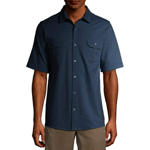 George Men's and Big Men's Ultra Soft Knit Short Sleeve Button-down ...
