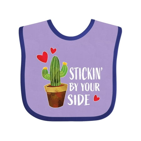 

Inktastic Valentines Day Stickin By Your Side with Cactus and Hearts Gift Baby Boy or Baby Girl Bib