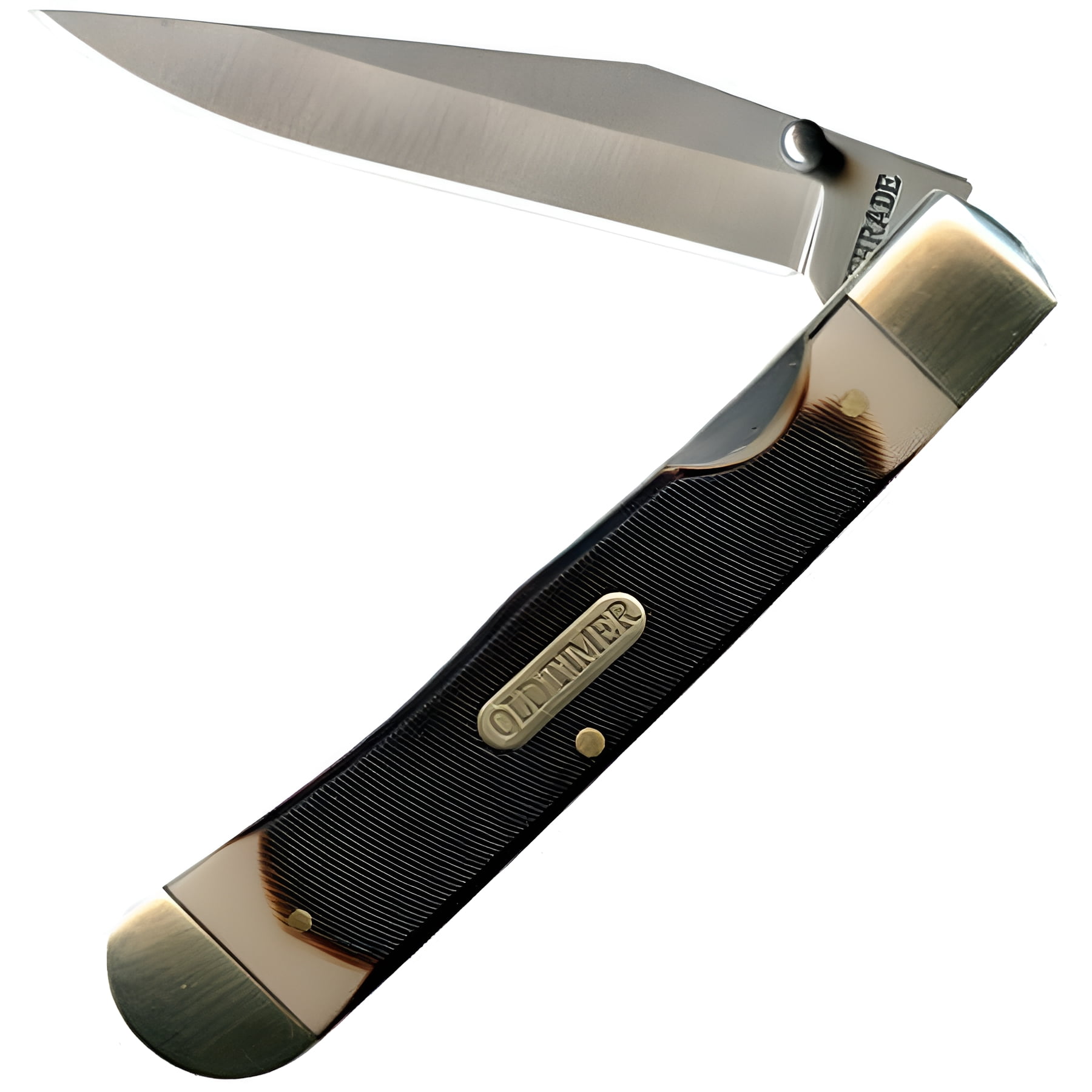 Old Timer 294OT Liner Lock Trapper 7.2in S.S. Traditional Lockblade Folding Knife with 3.1in Clip Point Blade and Sawcut Handle for Outdoor, Hunting, Camping and EDC
