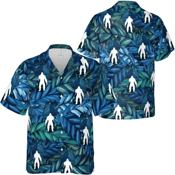 Lotusprinthandmade Bigfoot Short-sleeve Hawaiian Shirt S-5XL (S)