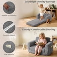 thumbnail image 3 of Kids Sofa,Foldable 2 in 1 Kids Couch,Toddler Chair Baby Convertible Sofa for Boys and Girls ,Gray, 3 of 7
