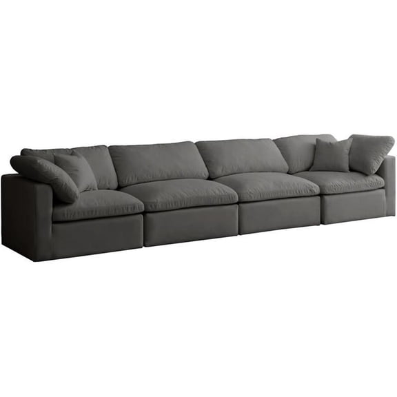 Meridian Furniture Plush Standard Gray Velvet Modular Sofa