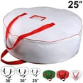 thumbnail image 3 of 25" Christmas Wreath Storage Bag For 25" Artificial Wreaths with Durable Handles & Dual Smooth Zipper Holiday Xmas Durable Material Storage Container - White, 3 of 8