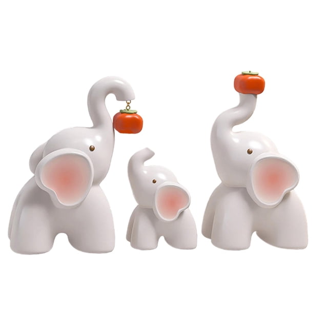 Estatuas de elefantes de resina Gloria decorativas para bodas caqui 3 piezas