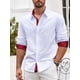 thumbnail image 3 of Camisa de vestir Barry.Wang White para hombre de manga larga de negocios, 3 of 5