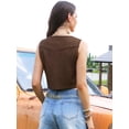 thumbnail image 3 of DARING DIVA Women's Fringe Vest Faux Suede Sleeveless Tassel Waistcoat XS Brown, 3 of 6