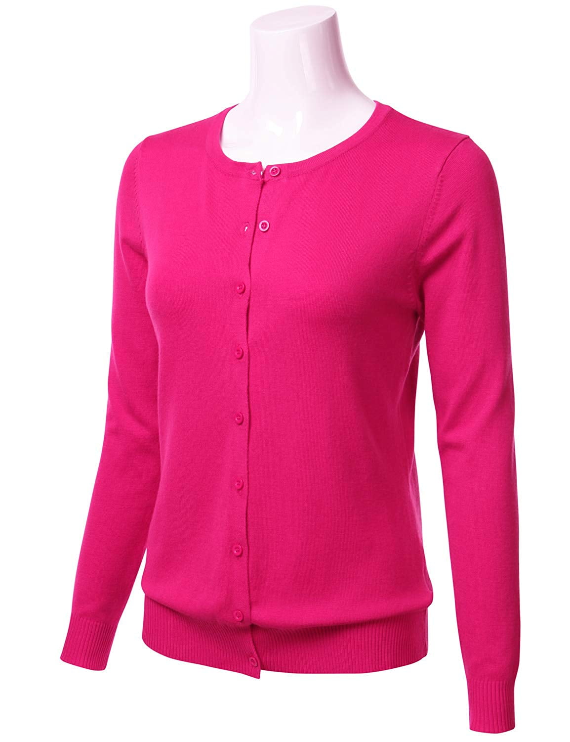 Women Crew Neck Button Down Long Sleeve Soft Knit Cardigan Sweater (S-3X) -  Walmart.com