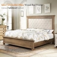 thumbnail image 4 of Merluxy 68.1" H Queen Size Bed Frame with Upholstered Headboard, Solid Wood Mid-Century Platform Bed, Architectural Design, Light Oak, 4 of 7