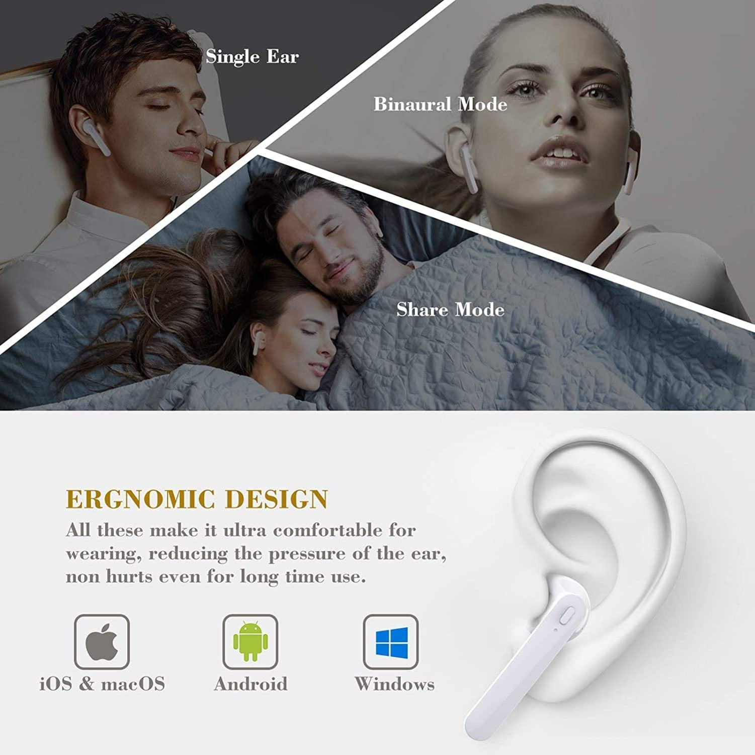 Wireless TWS Earphones for Google Pixel 7/Pro/6a/6/Pro Phones - Earbuds Headphones True Stereo Headset Hands-free Mic  Compatible With Pixel 7/Pro/6a/6/Pro Models