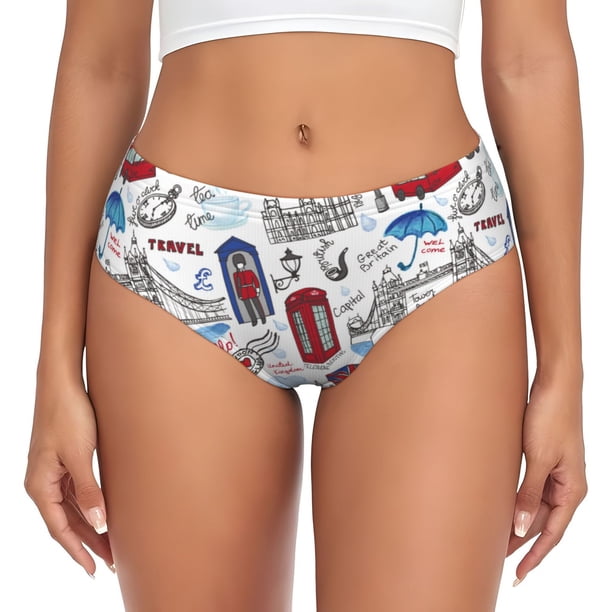 Fotbe London Landmark2 Calzones Estampados para Mujer – Ropa Interior de Algodón, Cómoda, Suave y Elástica-X-Large