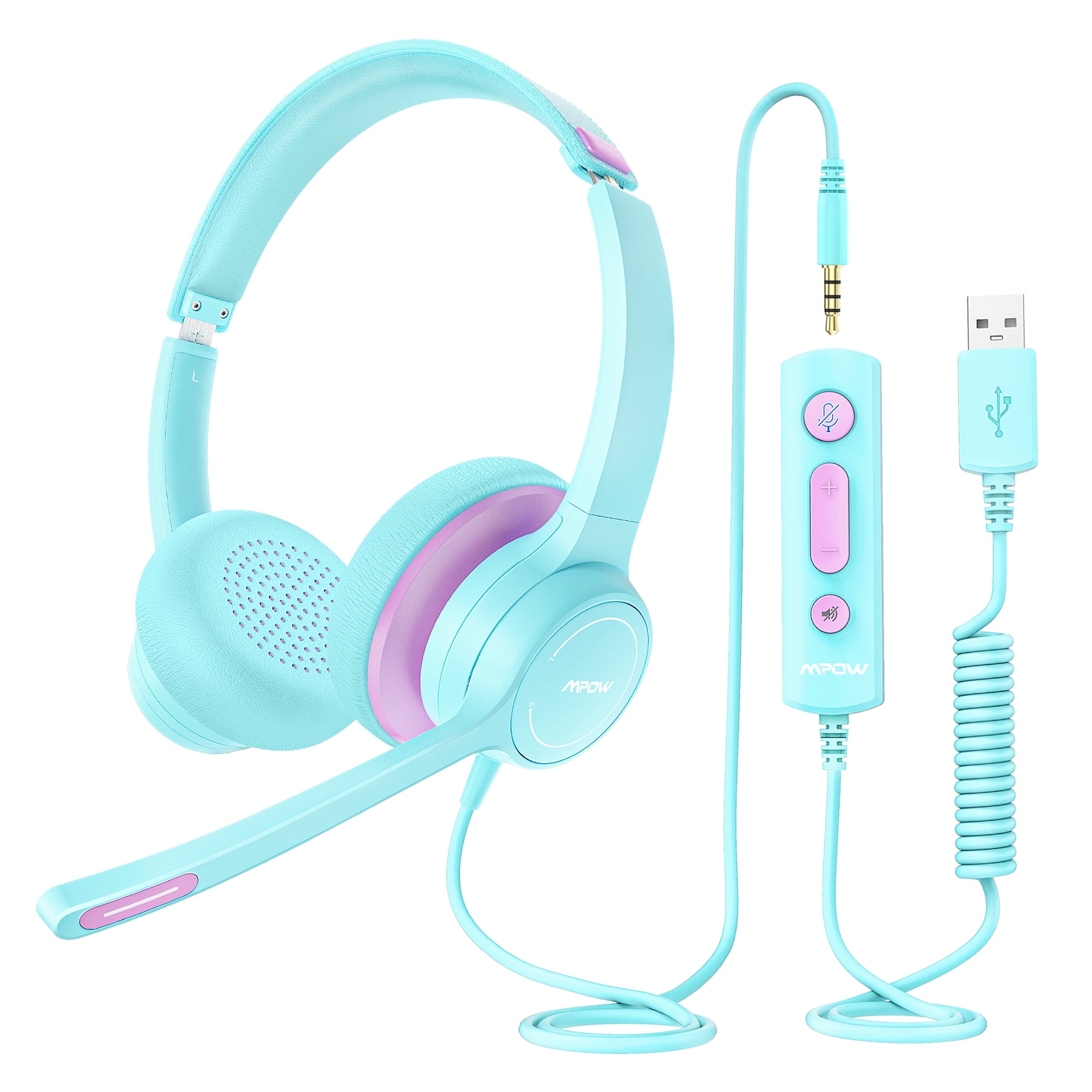 Mpow Kids Headphones with Microphone, USB/3.5mm Wired Headphones for